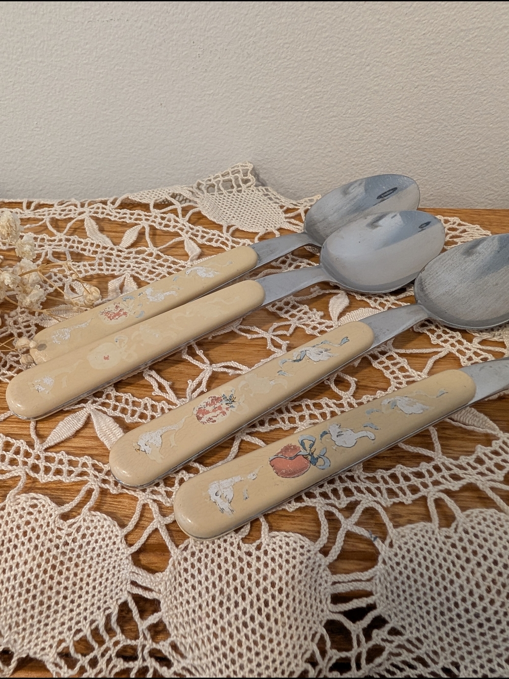 Vintage Blue Ribbon Goose Spoons – Set of 4
